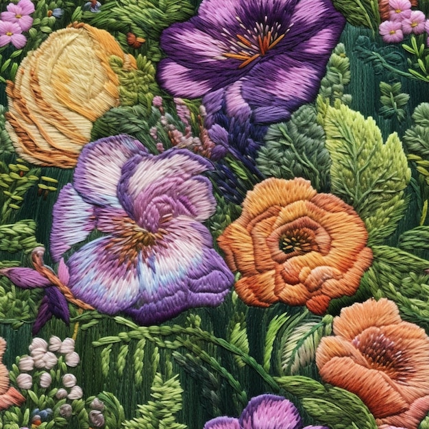 detal haftu kwiatowego